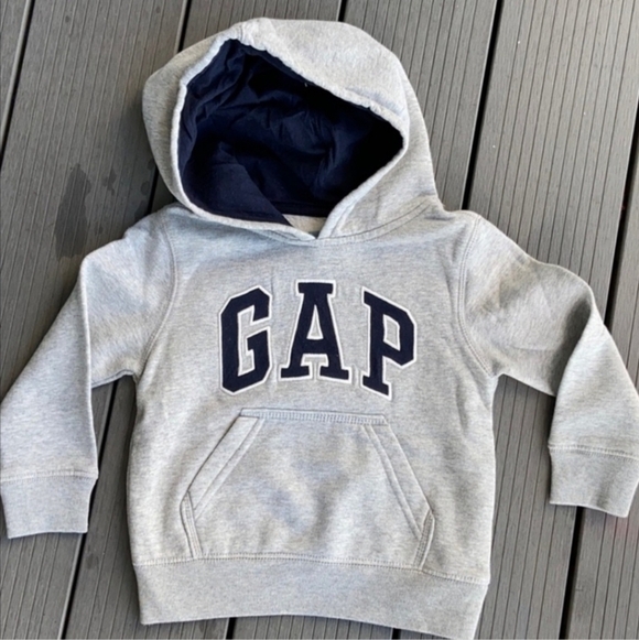 GAP Other - Baby Gap Logo Hoodie Hooded Sweatshirt Toddler Size 18-24M Grey Navy Spellout